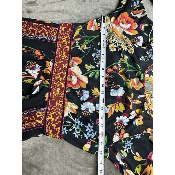 ANTHROPOLOGIE Adair Velvet Trimmed Floral Boho Midi Dress sz 8 US - Picture 10 of 14